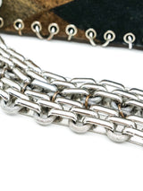 Patchwork Suede Chainmail Accented Shoulder Bag Accessory arcadeshops.com