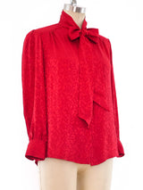 Adolfo Red Silk Blouse Top arcadeshops.com