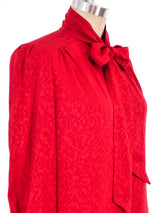 Adolfo Red Silk Blouse Top arcadeshops.com
