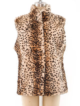 Cheetah Printed Fur Vest Jacket arcadeshops.com