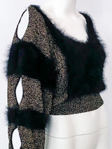 Angora and Lurex Open Shoulder Sweater Top arcadeshops.com