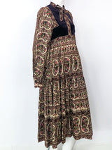 Victor Costa Needlepoint Printed Peasant Dress Dress arcadeshops.com