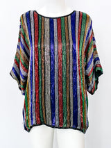 Rainbow Stripe Beaded Top Top arcadeshops.com