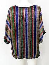 Rainbow Stripe Beaded Top Top arcadeshops.com