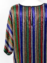 Rainbow Stripe Beaded Top Top arcadeshops.com