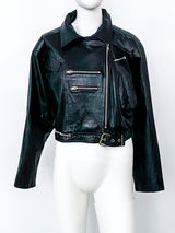 Cropped Leather Motorcycle Jacket Jacket arcadeshops.com