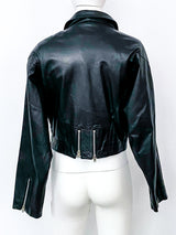 Cropped Leather Motorcycle Jacket Jacket arcadeshops.com