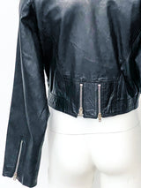 Cropped Leather Motorcycle Jacket Jacket arcadeshops.com