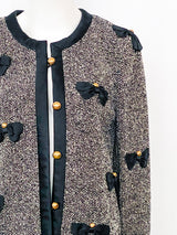 Adolfo Tweed Jacket with Bows Jacket arcadeshops.com