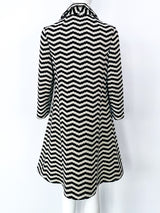 Black and White Optical Pattern Swing Coat Jacket arcadeshops.com