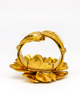 Goldtone Flower Cuff Bracelet Jewelry arcadeshops.com