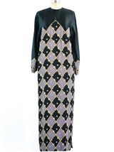 Galanos Argyle Printed Maxi Dress Dress arcadeshops.com