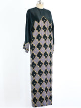 Galanos Argyle Printed Maxi Dress Dress arcadeshops.com