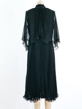 Pleated Silk Chiffon Cape Dress Dress arcadeshops.com