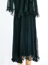 Pleated Silk Chiffon Cape Dress Dress arcadeshops.com