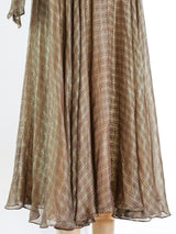 Pauline Trigere Lurex Threaded Brown Chiffon Gown Dress arcadeshops.com