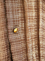 Pauline Trigere Lurex Threaded Brown Chiffon Gown Dress arcadeshops.com