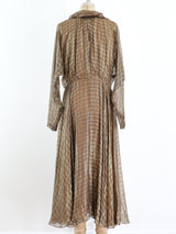 Pauline Trigere Lurex Threaded Brown Chiffon Gown Dress arcadeshops.com