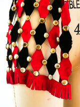 Diamond Patchwork Studded Suede Vest Jacket arcadeshops.com