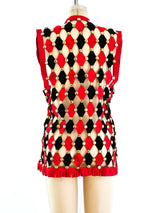 Diamond Patchwork Studded Suede Vest Jacket arcadeshops.com