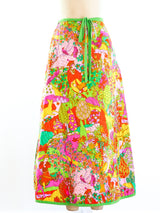 Psychedelic Indian Garden Print Wrap Skirt Bottom arcadeshops.com