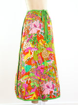 Psychedelic Indian Garden Print Wrap Skirt Bottom arcadeshops.com