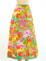 Psychedelic Indian Garden Print Wrap Skirt Bottom arcadeshops.com