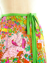 Psychedelic Indian Garden Print Wrap Skirt Bottom arcadeshops.com