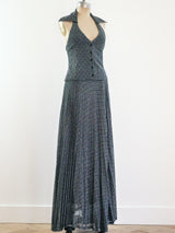 Silver Lurex Halter Ensemble Suit arcadeshops.com