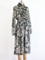 Floral Lurex Ruffle Front Dress dress arcadeshops.com