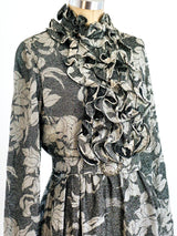 Floral Lurex Ruffle Front Dress dress arcadeshops.com