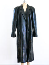 Black Leather Maxi Coat Jacket arcadeshops.com