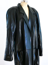 Black Leather Maxi Coat Jacket arcadeshops.com