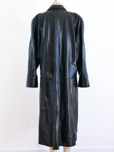 Black Leather Maxi Coat Jacket arcadeshops.com