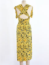 Yellow Floral Dress Ensemble Suit arcadeshops.com