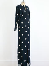 Dot Printed Silk Skirt Ensemble Suit arcadeshops.com