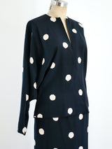 Dot Printed Silk Skirt Ensemble Suit arcadeshops.com