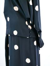 Dot Printed Silk Skirt Ensemble Suit arcadeshops.com