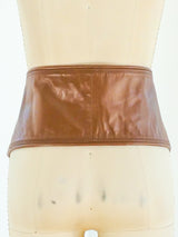 Herve Leger Brown Leather Waist Belt Accessory arcadeshops.com