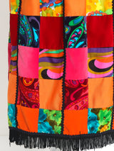 Neon Patchwork Fringed Maxi Skirt Bottom arcadeshops.com