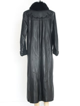 Fur Trimmed Leather Overcoat Jacket arcadeshops.com