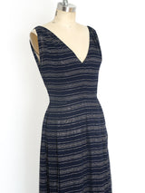 Jean Patou Lurex Stripe Pleated Gown Dress arcadeshops.com