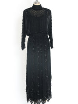 Deco Inspired Beaded Chiffon Gown Dress arcadeshops.com