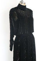 Deco Inspired Beaded Chiffon Gown Dress arcadeshops.com