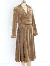 Valentino Camel Velvet Skirt Ensemble Suit arcadeshops.com