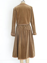Valentino Camel Velvet Skirt Ensemble Suit arcadeshops.com