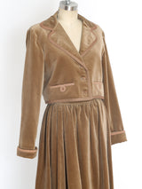 Valentino Camel Velvet Skirt Ensemble Suit arcadeshops.com