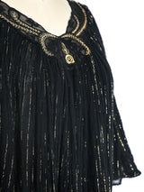 Metallic Stripe Pleated Gauze Dress Dress arcadeshops.com