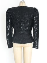 Black Sequin Zip Front Jacket Jacket arcadeshops.com