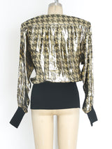 Metallic Gold Houndstooth Top Top arcadeshops.com